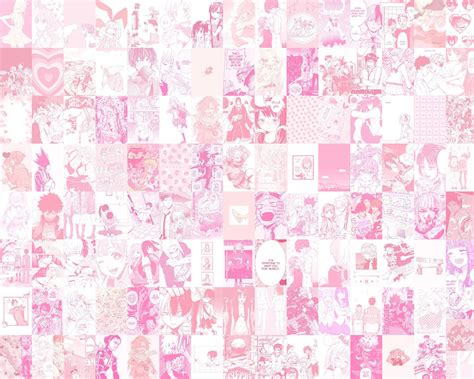 Pink Kawaii Manga Aesthetic Wall Collage Anime Wall Collage Etsy