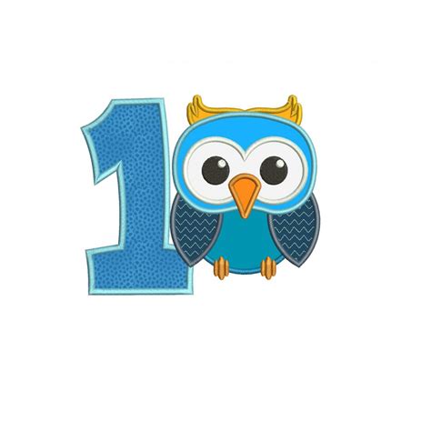 Owl Number 1 Applique Design Owl Birthday Applique