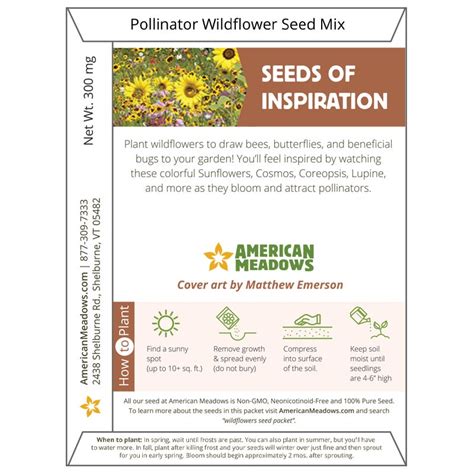 Wildflowers Seed Packet Seed Favors American Meadows