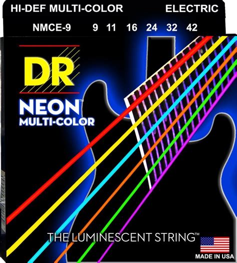 Dr Nmce 9 Hi Def Neon Multi Colour Electric Guitar Strings Light 9 42