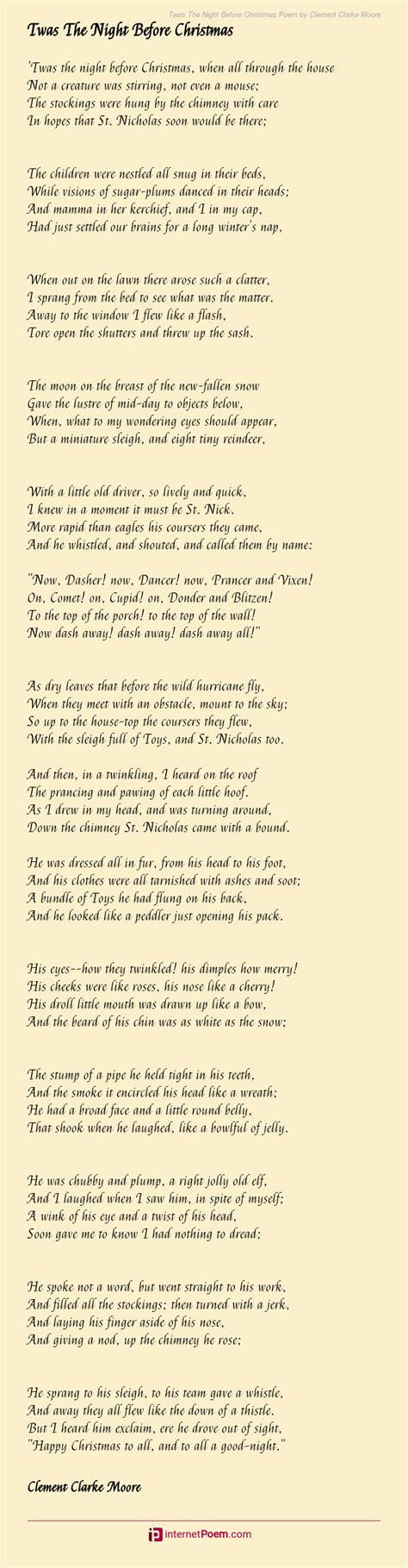 Twas The Night Before Christmas Poem By Clement Clarke Moore 65520