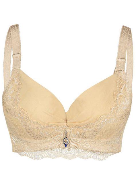 19 Off 2021 Padded Underwire Lace Trim Plus Size Bra In Complexion