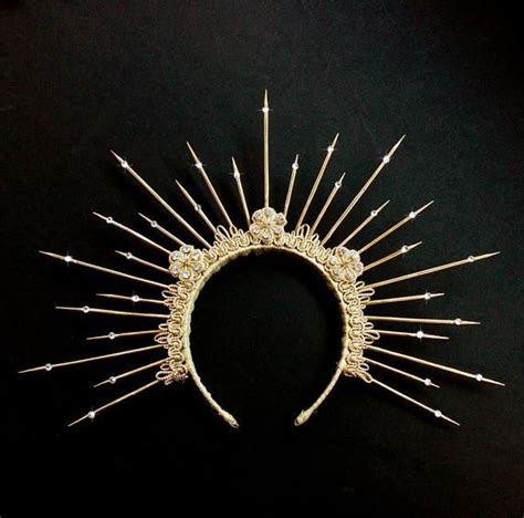 Gold Halo Crown With Swarovski Crystals 5 Inch Gold Spike Crown