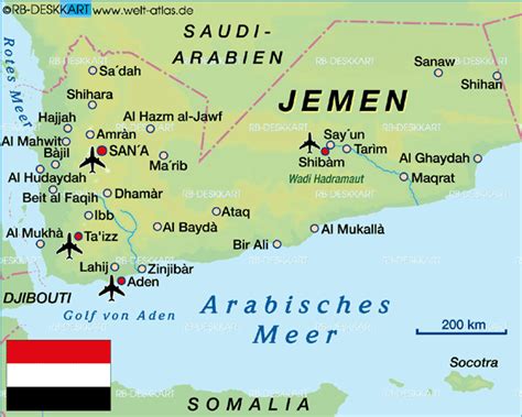 Suche strecken, straßen auf der karte. Karte von Jemen (Land / Staat) | Welt-Atlas.de