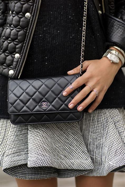The long woven chain can be worn single across the body, double on the shoulder, triple as a hand purse or. The Chanel Wallet on Chain and 10 Affordable WOC ...