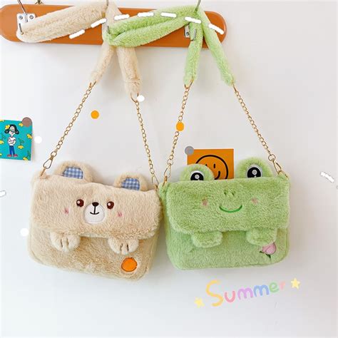 Women Funny Frog Plush Shoulder Bag 2022 New Personality Cartoon Small