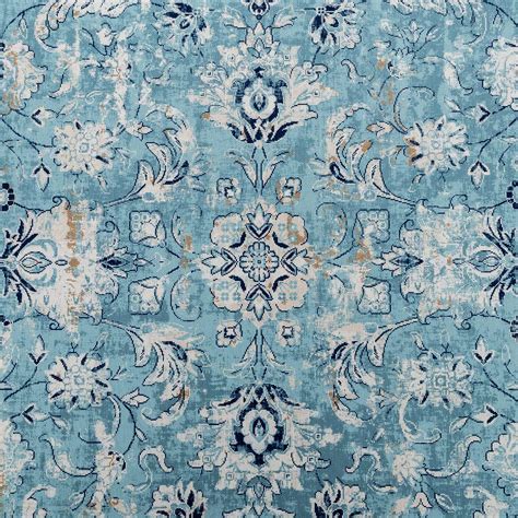 Floor Rug Aqua Teal Floral Carpet Persian Flat Traditional Vintage Easy