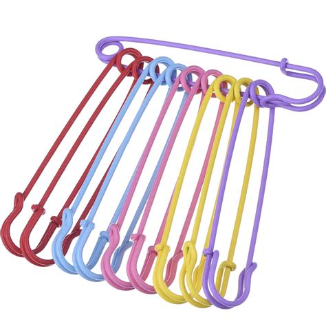 Outus Steel Safety Pins Blanket Pins 4 Inch Extra Large 5 Colors 10