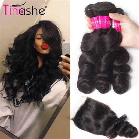 Tinashe Hair Brazilian Hair Weave Bundles With Closure Remy Human Hair
