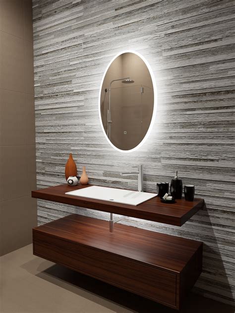 Wooden Oval Bathroom Mirror Rispa