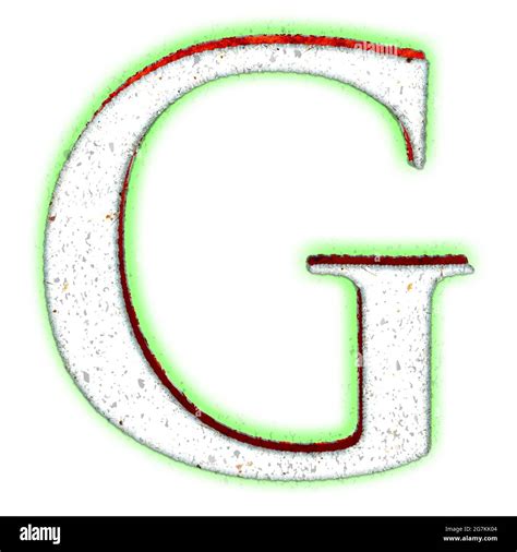 3d Rendering Of The Neon Green And Red G Letter Isolated On White