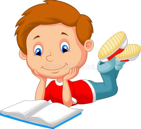 Cute Boy Cartoon Reading Book Stock Vector Illustration Of Knowledge