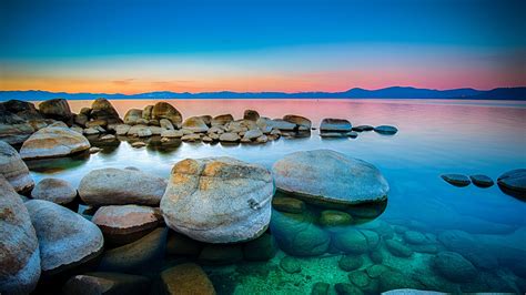 Lakeside Circular Stone At Lake Tahoe Wallpaper Backiee