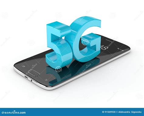 3d Render Of 5g Sign On Mobile Phone Over White Stock Illustration