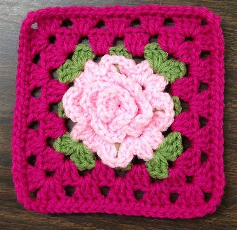 Granny Square With Rose Afghan Crochet Pattern Artofit