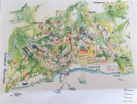 Map Of Positano Amalfi Coast Italy Positano Illustrated Map