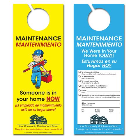 Chadwell Supply Maintenance In Apartment Door Hanger