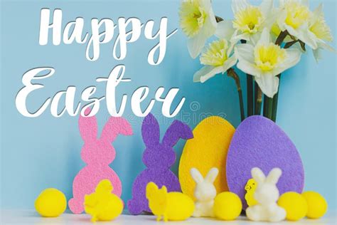 Happy Easter Greeting Card Happy Easter Text And Colorful Easter