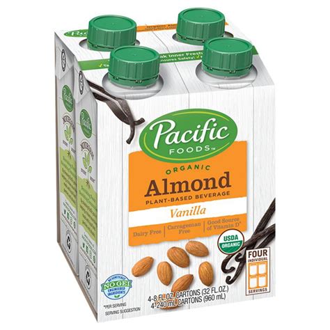 Pacific Foods Organic Almond Milk Non Dairy Beverage Low Fat Vanilla