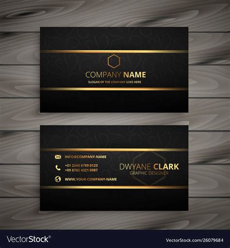 Black And Gold Premium Business Card Design Vector Image On Vectorstock