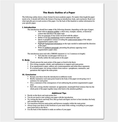 Research Outline Template 8 For Word Doc And Pdf Format Research