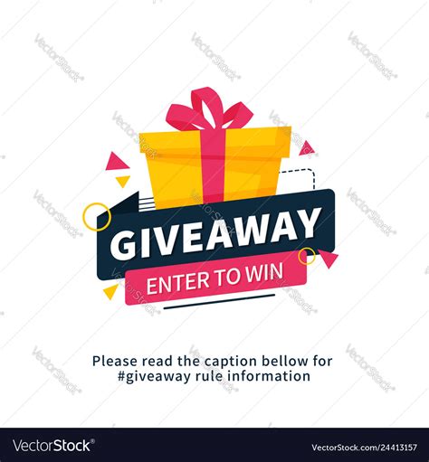 Giveaway Enter To Win Poster Template Design Vector Image