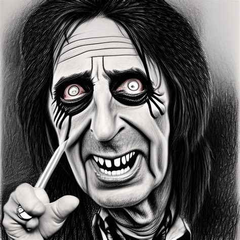 Alice Cooper Hyper Realistic Pencil Drawing Caricature · Creative Fabrica