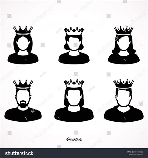 King Queen Icons Simple Style On Stock Vector Royalty Free 1021658092