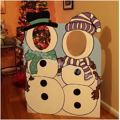 Custom Christmas Photo Booth Prop Wooden Holiday Party Face In Hole
