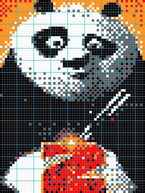 Kung Fu Panda Pixel Art Minecraft Pixel Art Crochet Square Blanket