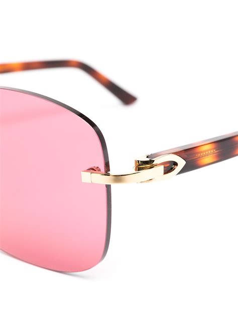 cartier eyewear c décor rimless rectangular frame sunglasses farfetch