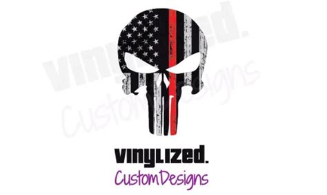 Firefighter Punisher Skull American Flag Decal Tactical Usa Vinyl Thin