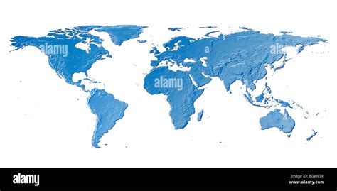 A Blue World Map Against A White Background Stock Photo Alamy