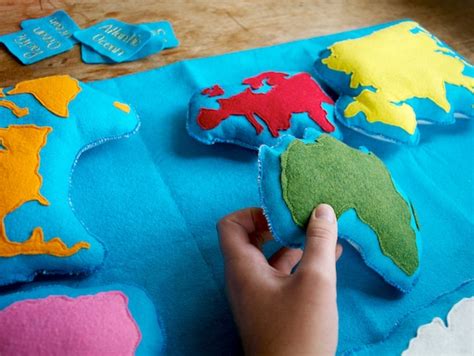 Handmade Montessori Work Wool Felt Continent Geography