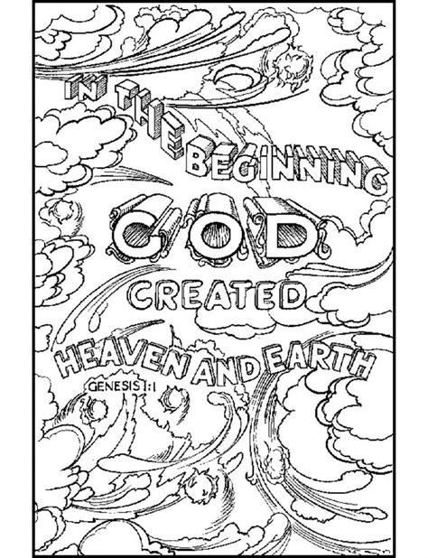 God Created Heaven And Earth Bible Coloring Pages Bible Verse