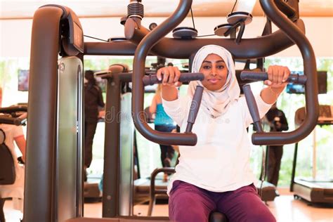 Muslim Woman Is Training In Gym Stock Image Image Of Islam