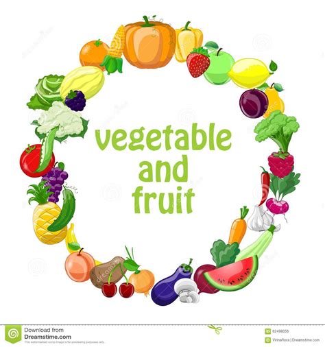 Cartoon Vegetables And Fruits Background Vector Vector