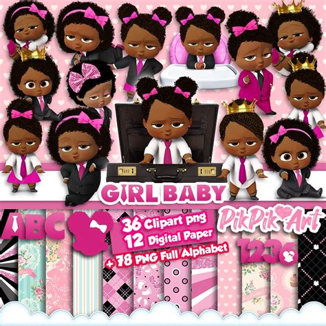 Boss Baby Girl Clipart Afro Png Instant Download