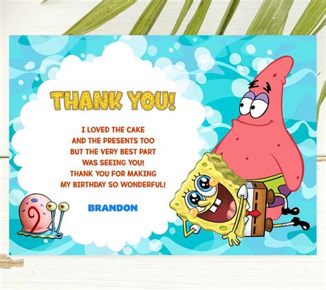 Spongebob Thank You Card Edit Yourself Online Now