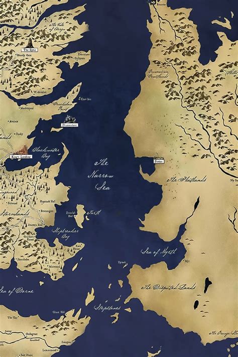 Game Of Thrones Map Westeros Map Winterfell Map Got Map Etsy