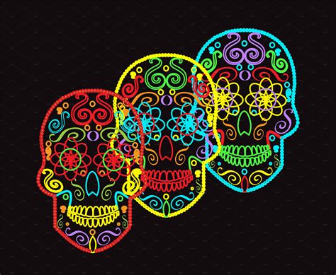 Skulls Vector Neon Color Custom Designed Icons ~ Creative Market