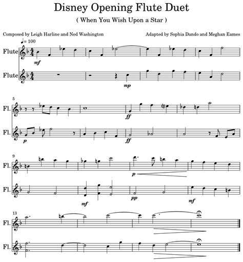See more ideas about flute sheet music, piano music easy, piano sheet music beginners. Disney Opening Flute Duet - Sheet music for Flute