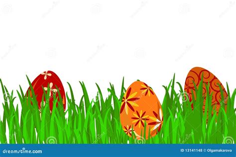 Easter Eggs In Grass Stock Vector Illustration Of Spotted 13141148