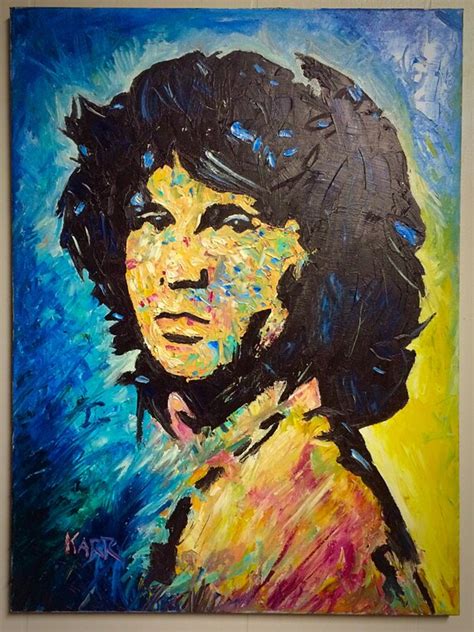 Original Thick Jim Morrison Painting Oil On By Bleedingskullart