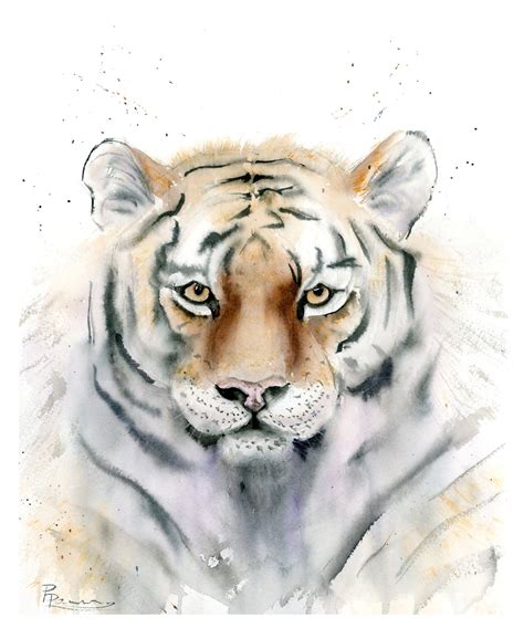 Watercolor Tiger Painting Original Art Wild Animal Portrait Etsy