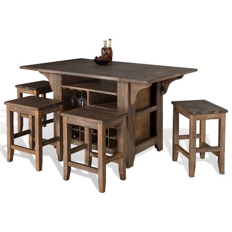 An overhead chandelier and decorative centerpiece will add to the feeling that the table is meant for entertainment rather than the overflow of work that can. Sunny Designs Puebla 5-Piece Kitchen Island with Drop ...