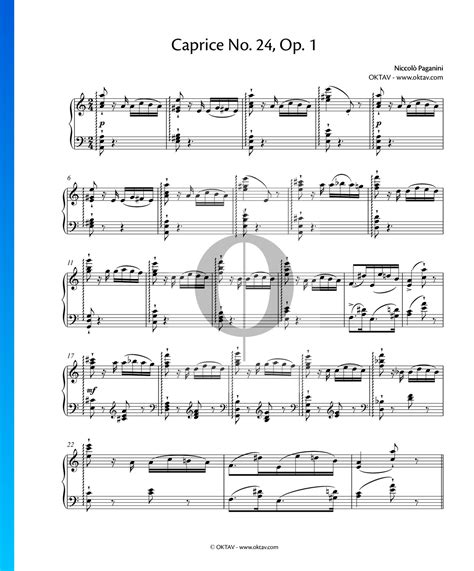 Caprice No 24 Sheet Music Piano Solo Oktav