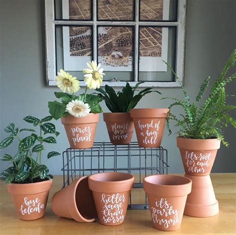 Hand lettered planter hand lettered pot pot plant pun | Painted plant ...