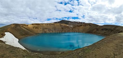The Crystal Clear Deep Blue Lake Krafla On Iceland Stock Photo Image