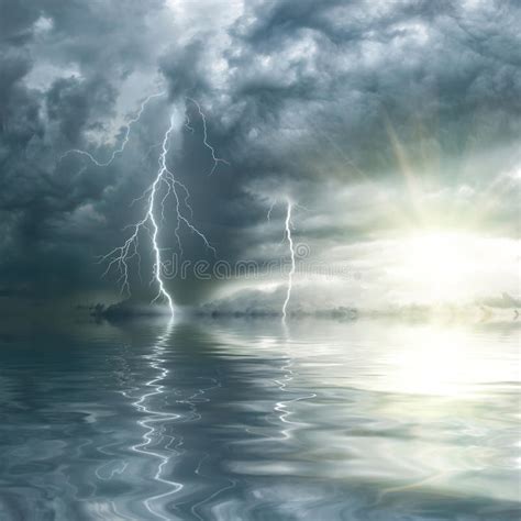 Thunderstorm With Rain And Lightning Stock Illustration